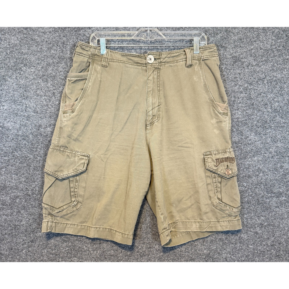 Billabong Shorts Mens 33 Khaki Cargo Utility Pockets Y2K Vintage Surf Beach